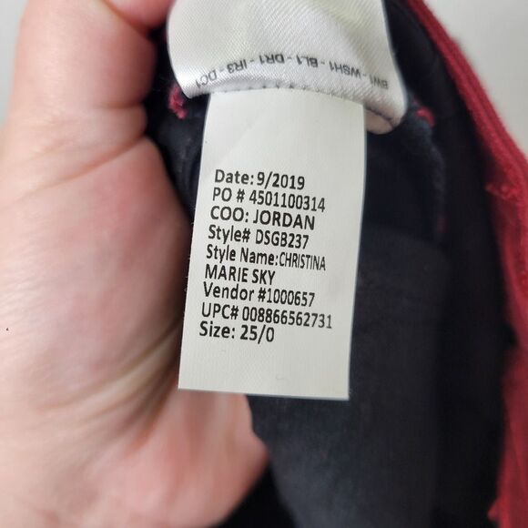 Skinnygirl Jeans The Skinny Marie Sky Black Red Coated Skinny Mid-Rise Size 25/0 - Picture 4 of 10